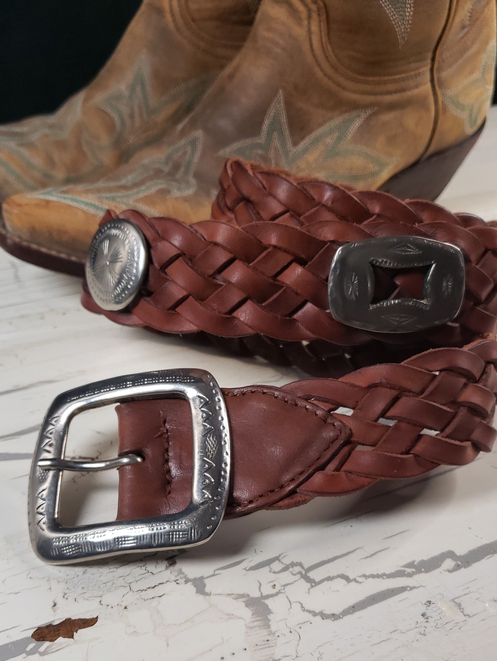 'H Brand' Vintage Western Boho Braided Leather Belt - Women's size S - Picture 6 of 11